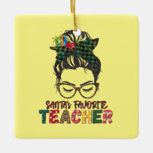 Xmas Gift Santa Favourite Teachers Ceramic Ornament