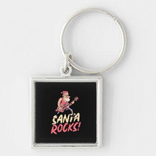 Xmas Gift Santa Rocks Guitar Key Ring