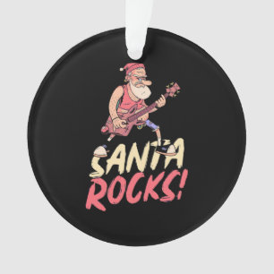 Xmas Gift   Santa Rocks Guitar Ornament