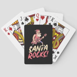 Xmas Gift Santa Rocks Guitar Playing Cards