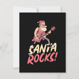 Xmas Gift   Santa Rocks Guitar Thank You Card