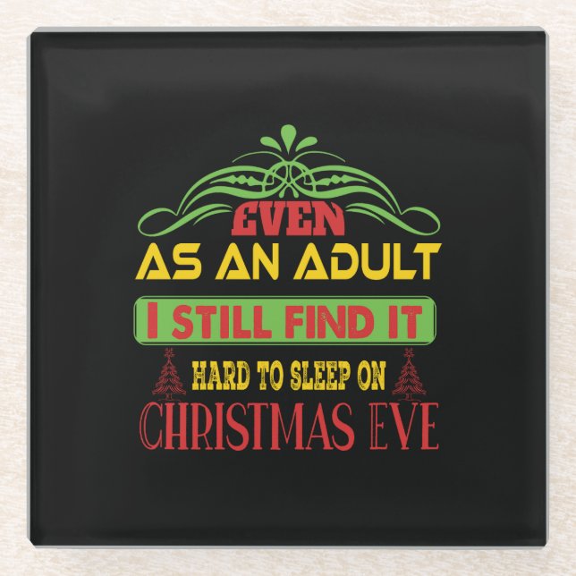 Xmas Gift Sleep On Christmas Eve Glass Coaster (Front)