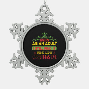 Xmas Gift Sleep On Christmas Eve Snowflake Pewter Christmas Ornament
