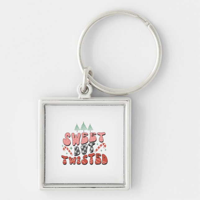 Xmas Gift Sweet But Twisted Key Ring (Front)