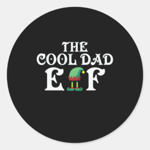 Xmas Gift The Cool Dad Elf Classic Round Sticker