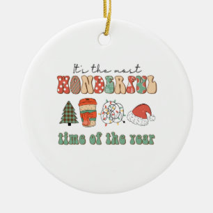 Xmas Gift The Most Wonderful Time Of The Year Ceramic Tree Decoration