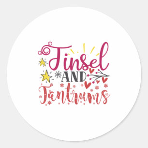 Xmas Gift Tinsel And Tantrums Classic Round Sticker