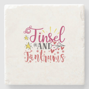 Xmas Gift Tinsel And Tantrums Stone Coaster