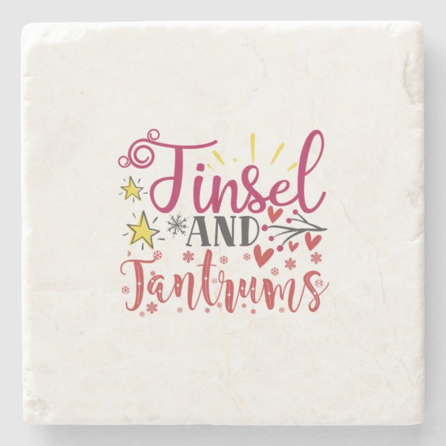 Xmas Gift | Tinsel And Tantrums Stone Coaster (Front)