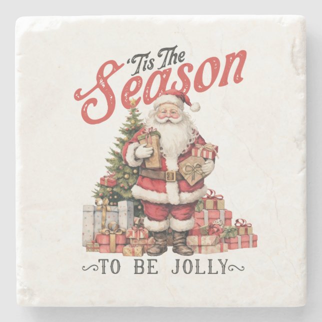 Xmas Gift Tis The Season Stone Coaster (Front)
