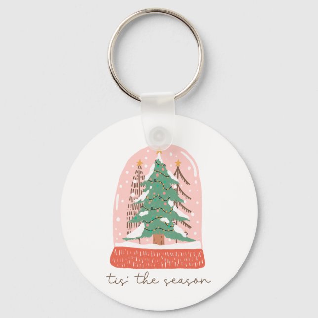 Xmas Gift Tree Tis The Season Key Ring (Front)
