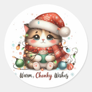 Xmas Gift Warm Chonky Wishes Classic Round Sticker