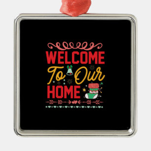 Xmas Gift Welcome to Our Home Metal Tree Decoration