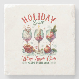 Xmas Gift Wine Lover Club Stone Coaster