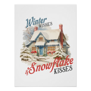 Xmas Gift Winter Wishes Kisses Poster