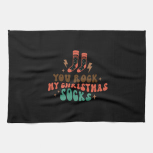 Xmas Gift You Rock My Christmas Socks Tea Towel