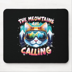 Xmas Gifts For Ski Snowboarders The Meowtains Are  Mouse Mat
