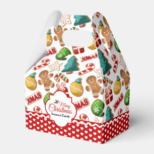 Xmas Gingerbread Cookies Cute Pattern Favour Box