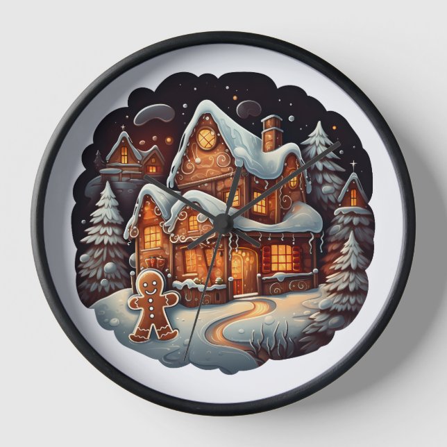 Xmas Gingerbread man house Clock (Front)