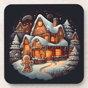 Xmas Gingerbread man house Coaster