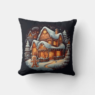 Xmas Gingerbread man house Cushion