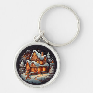 Xmas Gingerbread man house Key Ring