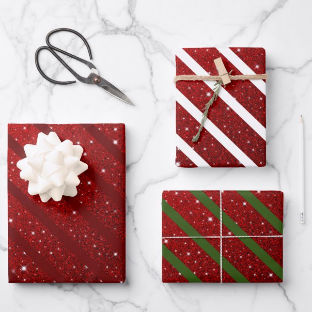 Xmas Glitter Luxe Background Wrapping Paper Sheet (Front)