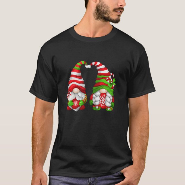 Xmas Gnome Grandma And Grandpa For Mom And Cute Ch T-Shirt (Front)