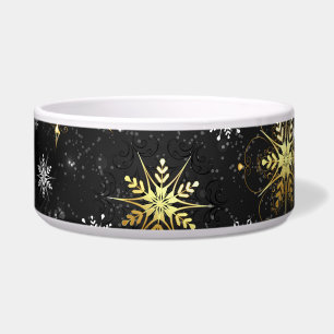 Xmas Golden Snowflakes on Black Background