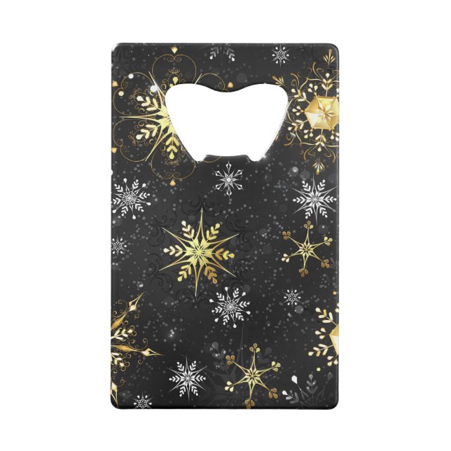 Xmas Golden Snowflakes on Black Background (Front)