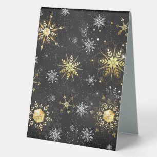 Xmas Golden Snowflakes on Black Background