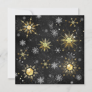 Xmas Golden Snowflakes on Black Background