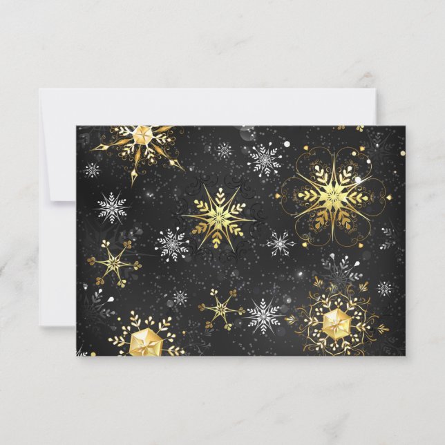Xmas Golden Snowflakes on Black Background (Front)