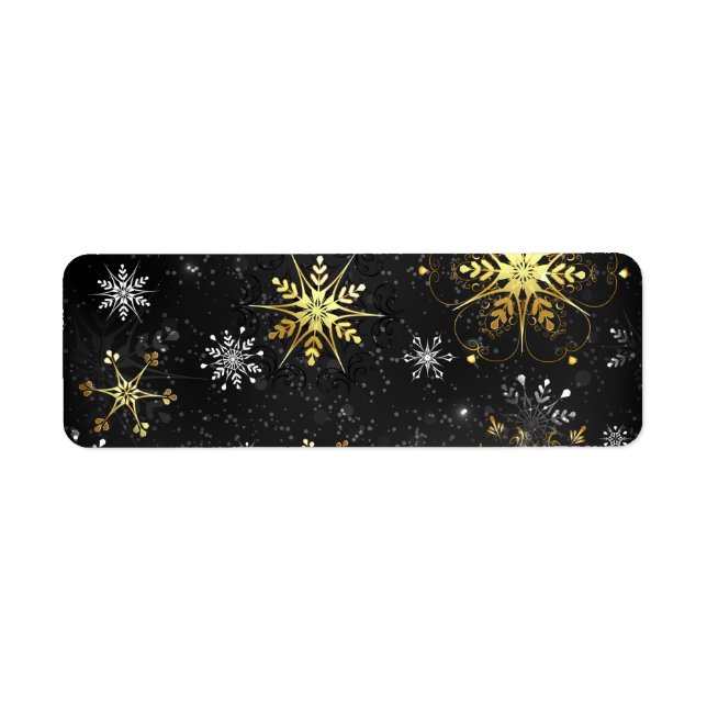 Xmas Golden Snowflakes on Black Background (Front)