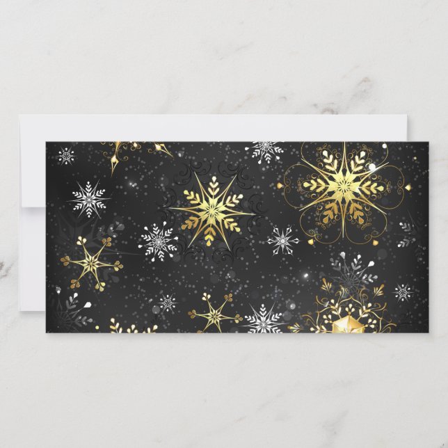 Xmas Golden Snowflakes on Black Background (Front)