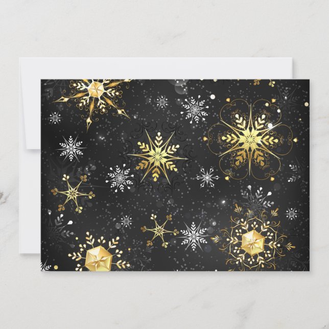Xmas Golden Snowflakes on Black Background (Front)