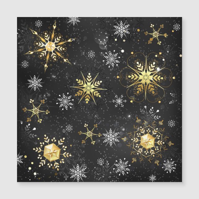 Xmas Golden Snowflakes on Black Background (Front)