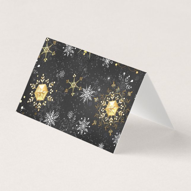 Xmas Golden Snowflakes on Black Background (Front)