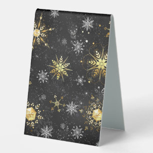 Xmas Golden Snowflakes on Black Background