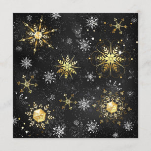 Xmas Golden Snowflakes on Black Background Advice Card