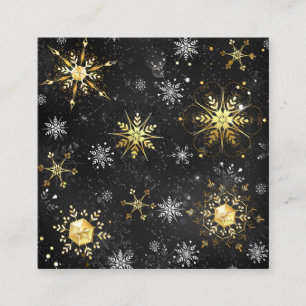 Xmas Golden Snowflakes on Black Background Appointment Card