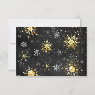 Xmas Golden Snowflakes on Black Background Card