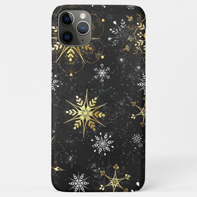 Xmas Golden Snowflakes on Black Background Case-Mate iPhone Case (Back)