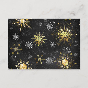 Xmas Golden Snowflakes on Black Background Enclosure Card