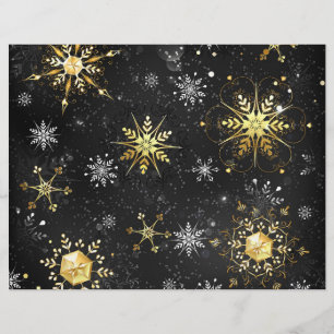 Xmas Golden Snowflakes on Black Background Flyer