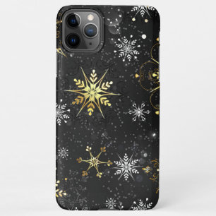 Xmas Golden Snowflakes on Black Background iPhone 11Pro Max Case