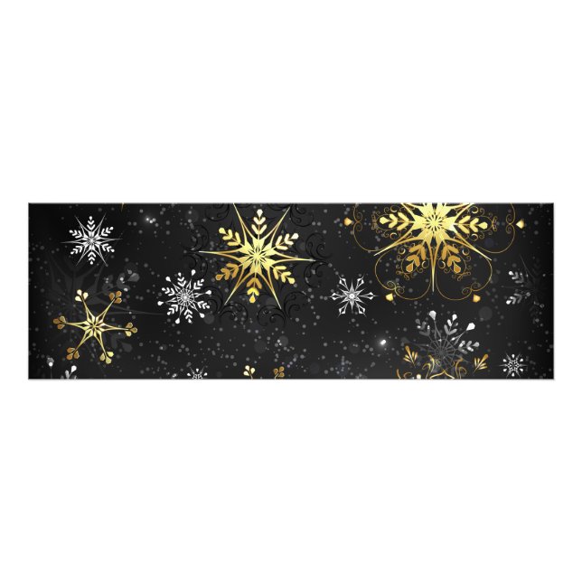 Xmas Golden Snowflakes on Black Background Photo Print (Front)