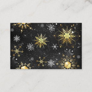 Xmas Golden Snowflakes on Black Background Referral Card