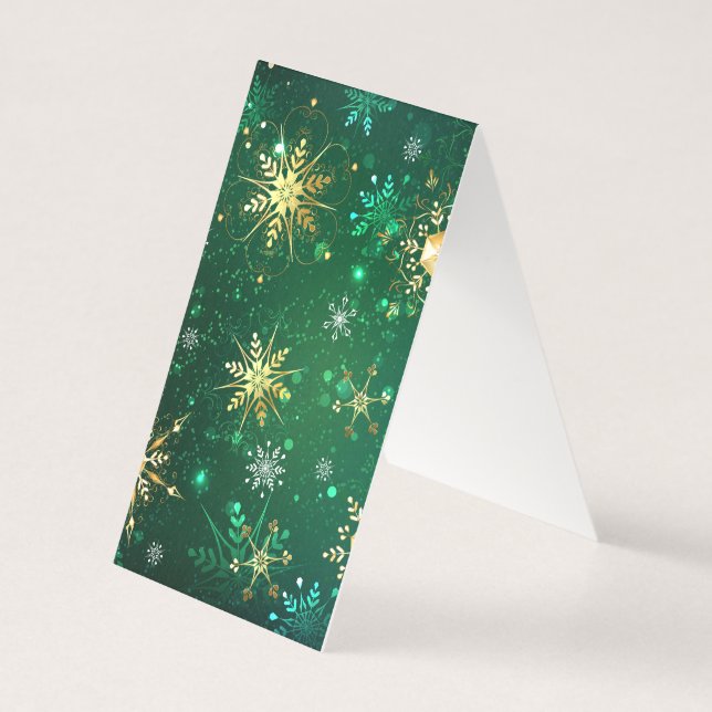 Xmas Golden Snowflakes on Green Background (Back)