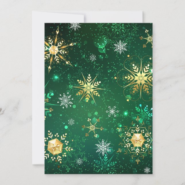 Xmas Golden Snowflakes on Green Background (Front)